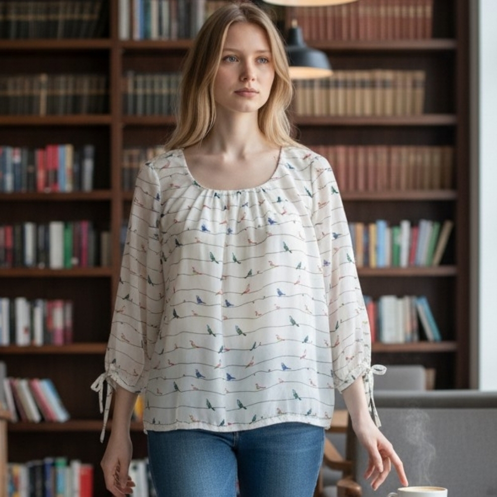 Roz And Ali Womens Balloon Bottom, Lined Chiffon Top Size Large